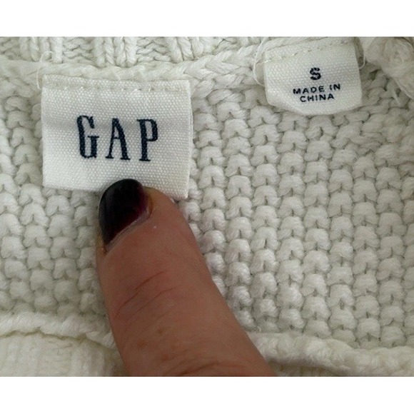 Gap Chunky Cable Knit Fisherman Sweater Womens Small White Cotton Preppy Coastal - Picture 3 of 8